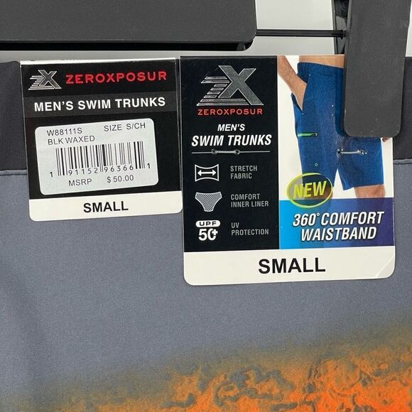 ZeroXposur Plunge Swim Trunks UPF 50+ Quick Dry Stretch Men Small Black Waxed - Picture 3 of 7